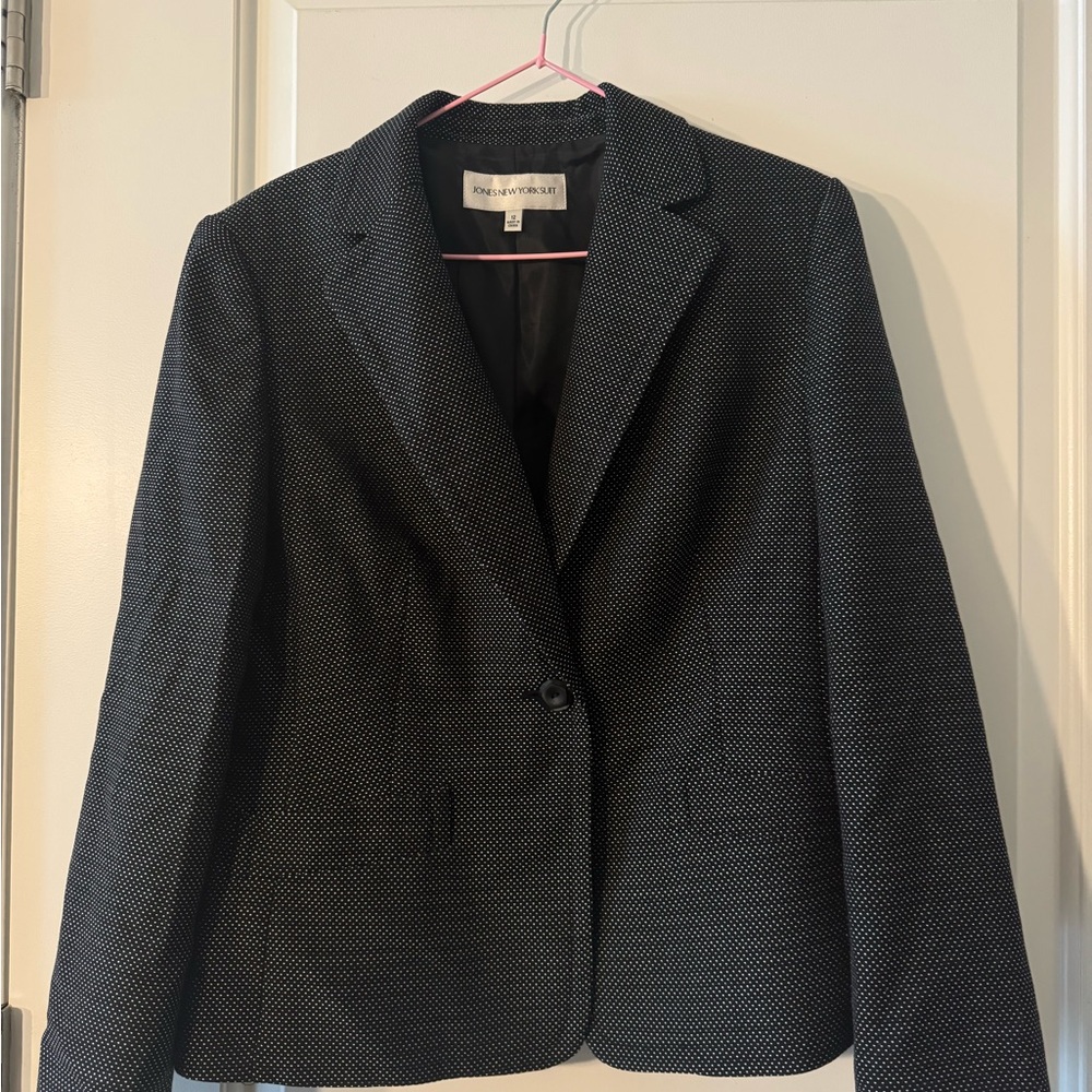 Jones New York Black and White Patterned Blazer